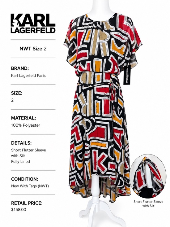 Karl Lagerfeld Dresses & Skirts - Karl Lagerfeld Paris Abstract Print High Low Midi Dress NWT Size 2